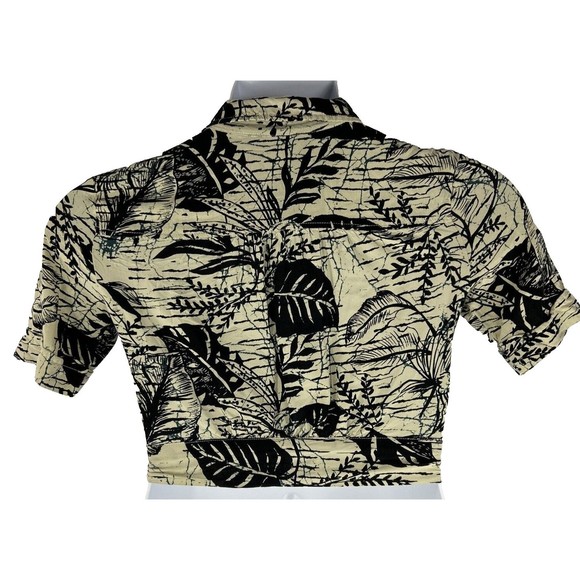 Urban Outfitters Small Button Down Crop Top Nylon Beige Black Halter - Picture 4 of 11